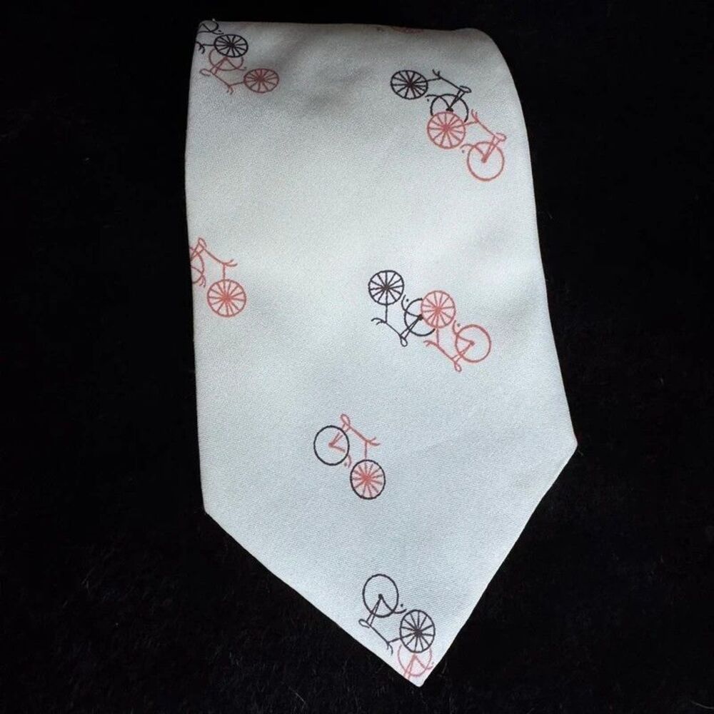 Wembley's Bicycle Tie Ivory Orange Black Novelty Bike Cancer Ribbon